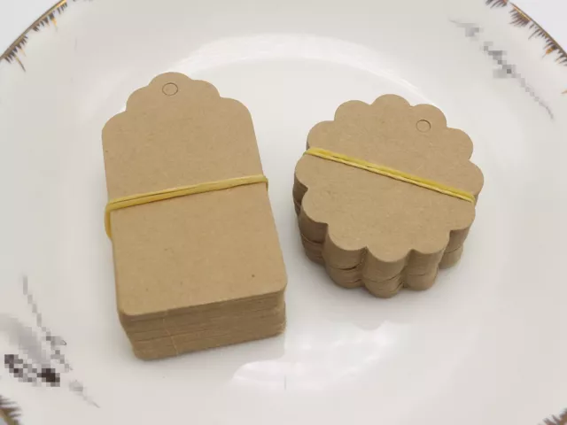 100 Blank Thank you Craft Kraft Paper Hang Tags Price Gift Cards Wedding Label 2