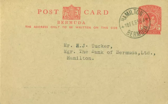 Bermuda Chamber of Commerce 1956 PSC Stationery  KGVI  One Penny  late usage