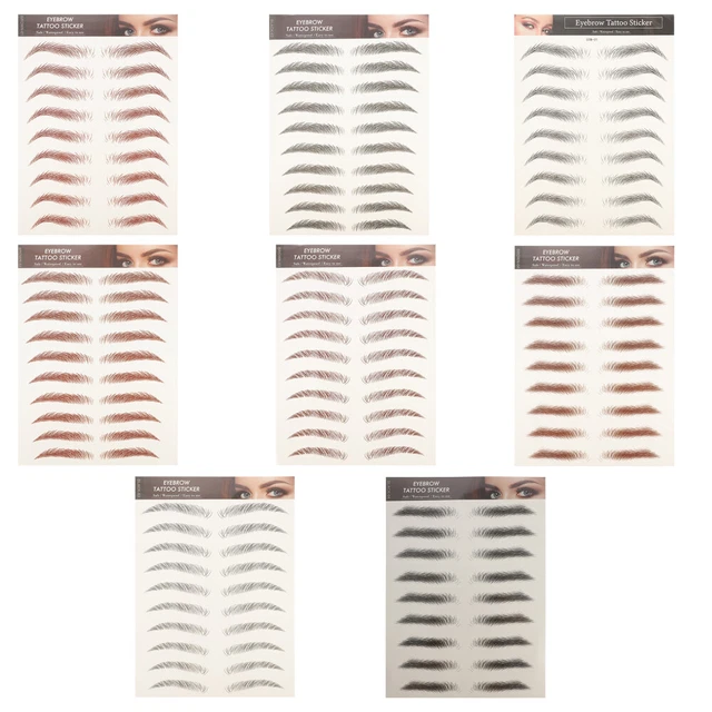 Juego de 8 calcomanías para tatuajes de cejas imitación eco pegatinas maquillaje impermeable