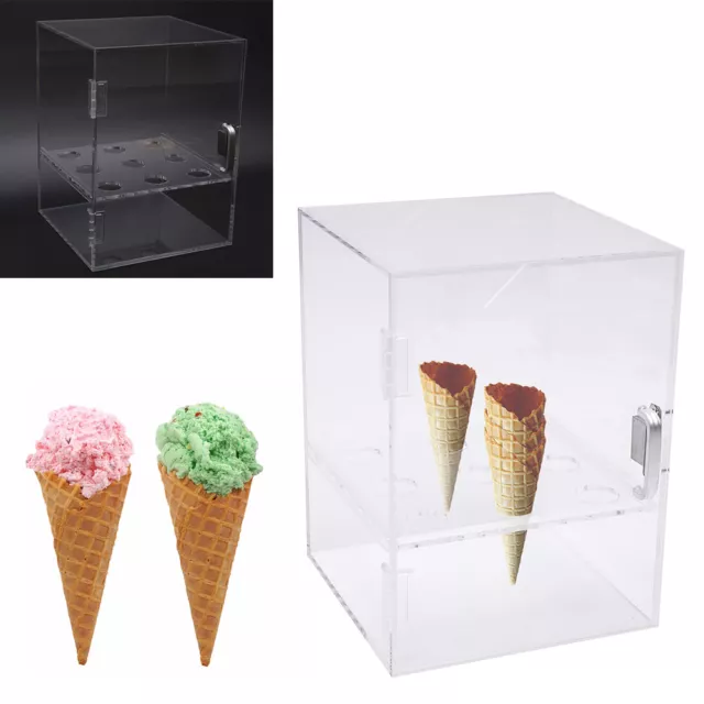 Holes Ice Cream Cone Display Stand Storage Cabinet Acrylic Waffle Cone Holder Picclick