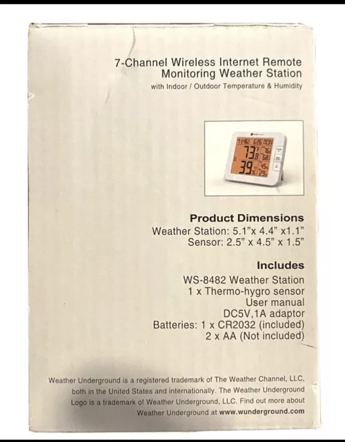 Ambient Weather WS-8482 7-CH Wireless Remote Monitoring Clearview WeatherStation 2