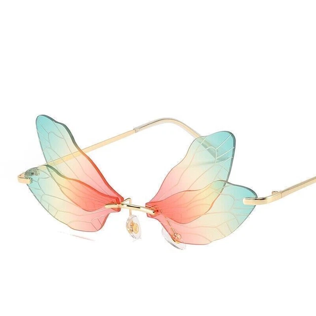 Personalized Dragonfly Sunglasses Womens Gradient UV400 Rimless Party Shades K