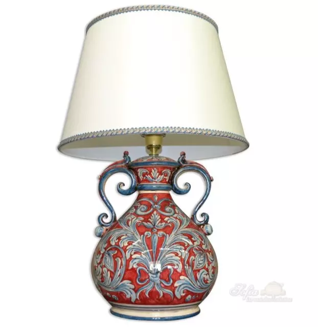 Lampada da tavolo cipolla in ceramica di Caltagirone ornato lume made in Italy