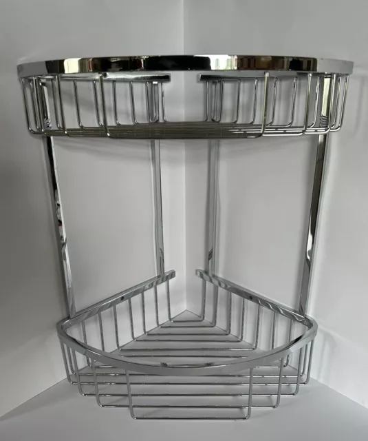 Corner Shower Caddy Solid Brass Anti Rust Chrome Large Bathroom Storage Rack