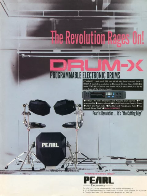 1985 Print Ad of Pearl DRUM-X DRX-1 Programmable Electronic Drums