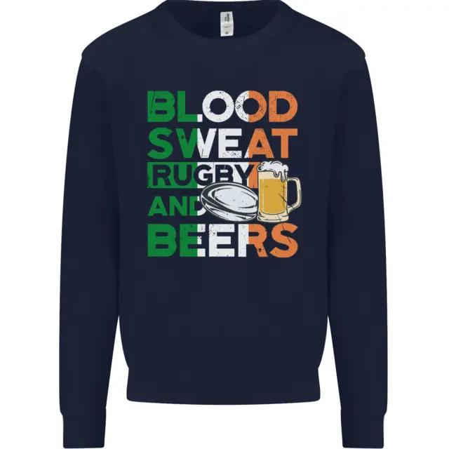 Felpa Blood Sweat Rugby and Beers Ireland Divertente Uomo Maglione 2