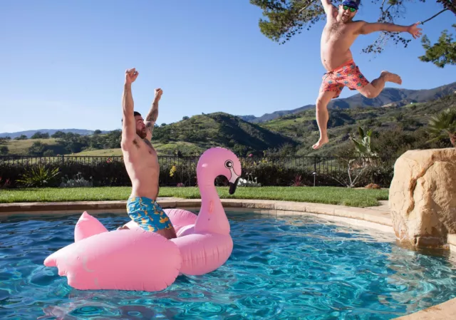 🎉SUMMER SALE Giant 80" Flamingo Inflatable Pool Float Swimming  Toy +Beach Ball 3