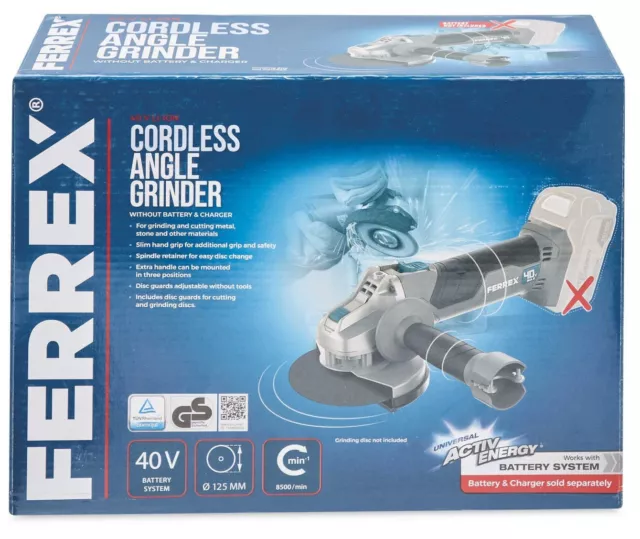 FERREX ACTIV ENERGY 40v Li Ion Cordless Angle Grinder FBT CAG002