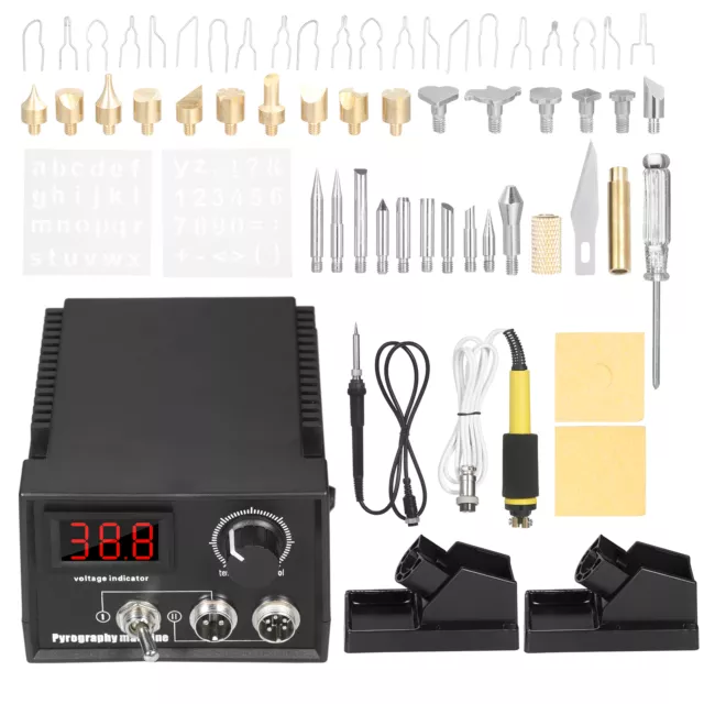Kit de máquina de pirografía de 60W procesamiento de madera pintura contra incendios y 21 puntas R1F2