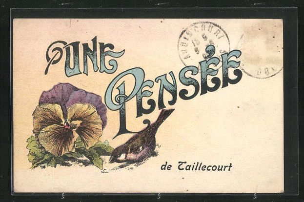 CPA Taillecourt, Une Penseée, salutations fleuries