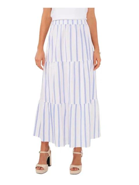Vince Camuto Women's Siesta Stripe Tiered Skirt  Blue Jay/White XL