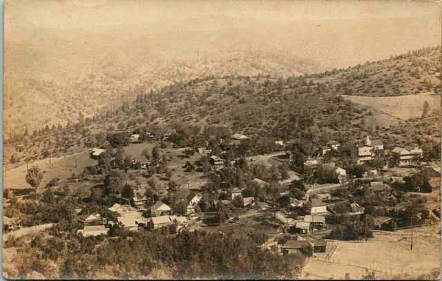 Vtg Postcard RPPC 1908 Mokelumne Hill California CA Birds Eye View