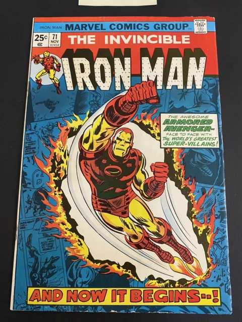 Invincible Iron Man 71, Vs Yellow Claw, classic cover Higher mid Bronze Age 1974