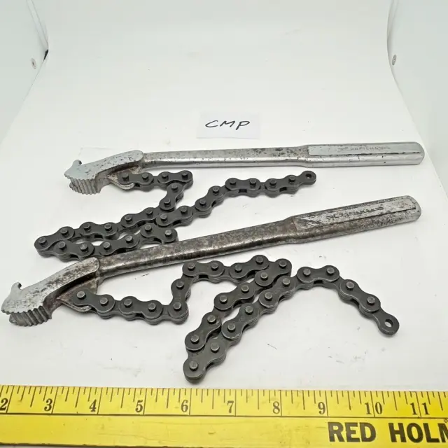 TWO Vintage CRAFTSMAN  Double Line Strap Chain Pipe Wrench - Made in U.S.A.