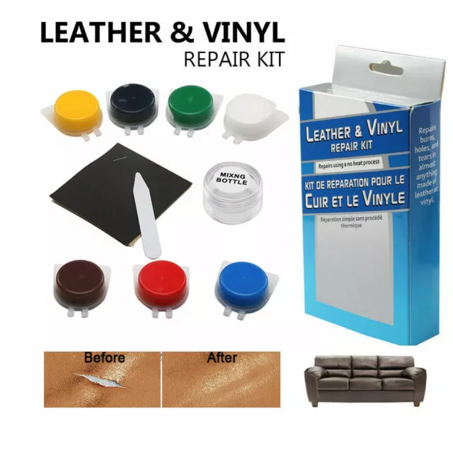 Leather Vinyl Repair Kit Refurbishing Fix Rips Burns Sofa Holes Car Boat  Seat US