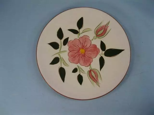 Wild Rose Bread & Butter Plate Stangl Pottery Pink Flowers Leaves Vintage (O)