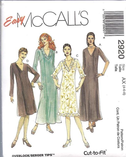 UNCUT McCalls Sewing Pattern Misses Semi Fitted Dress 2920 VTG NEW OOP SEW FF