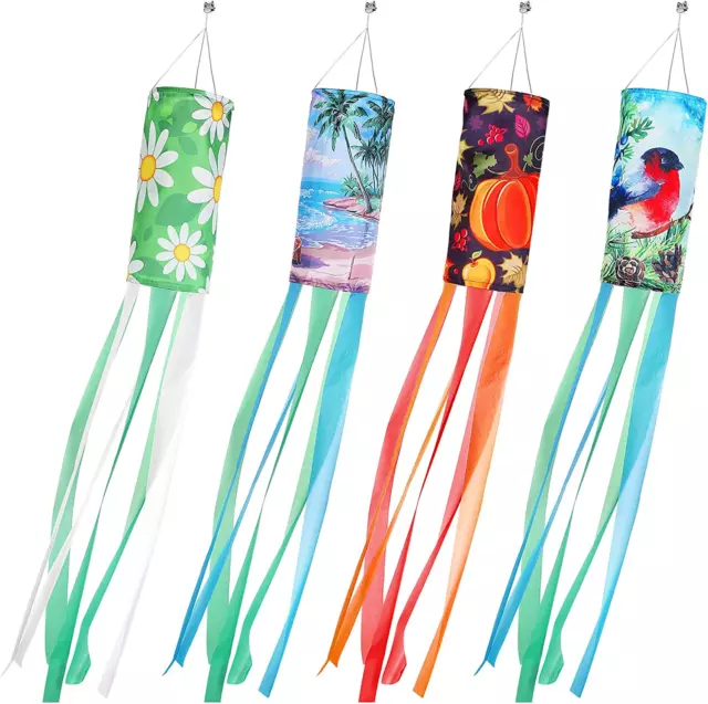 4 Pack Seasonal Windsock Spring Summer Fall Winter Outdoor Heavy Duty Hanging