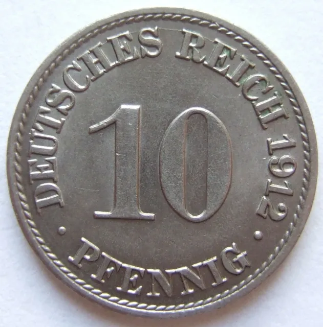 Moneta Reich Tedesco Impero Tedesco 10 Pfennig 1912 A IN Uncirculated