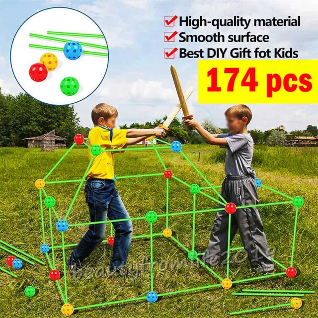 174Pack Building Your Own Den Set Kit Children DIY Tent Play House Kids Tent Toy