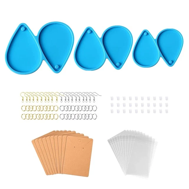 113Pcs Epoxy Resin Jewelry Mold Set Teardrop Earrings Silicone Molds with Cards