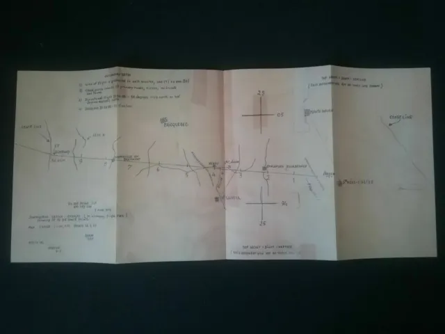 D-Day Top Secret Hand Drawn Map ,Drop Zone West Of Ste-Mere-Eglise 82Nd Airborne