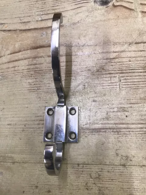 Original  Antique ART DECO CHROME/BRASS Coat Hook Old  Metal Reclaimed Vintage