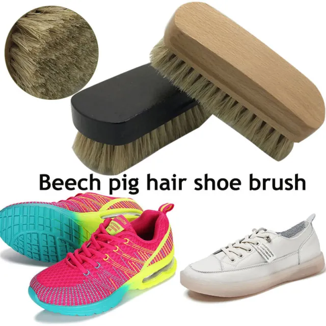 Shoes Brush Pig Bristles Brush Wood Handle Cleaning Brushes Clean Accessories