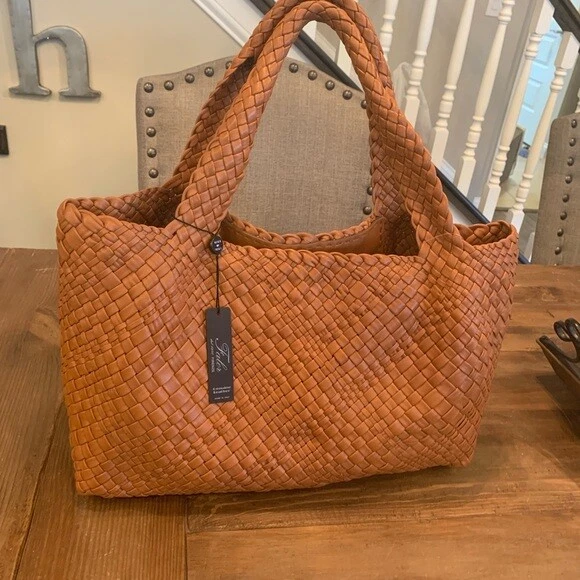 Falor woven leather best sale tote