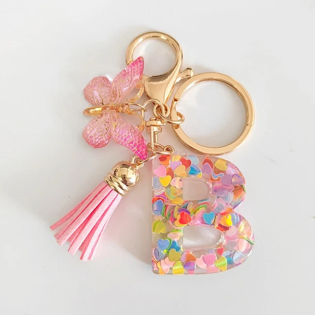 Y2K Colorful Beads Initial Letter Bracelet/Keychain – Acrylic Charm With Tassel For Women & Girls (A-Z Available) - View #3