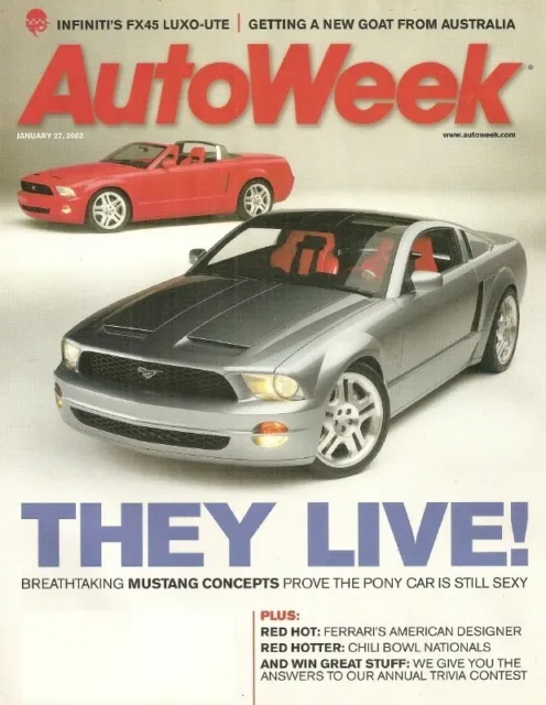 Autoweek 2003 Jan 27 - New Mustang & Gto, Infiniti Fx45 Suv, '79 Bmw M1, Cts-V
