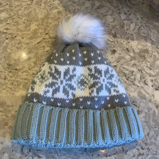 Women’s Mountain Warehouse Fairisle Bobble Hat Grey/Green Thinsulate- NWT