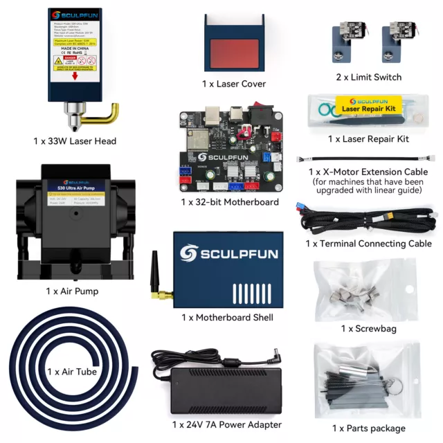 Original SCULPFUN 33W Lasermodul-Kit mit 32-Bit-Motherboard für S9 Q0K1