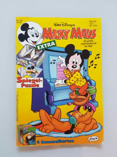 Micky Maus Comicheft  Nr.50 1991 mit Beilage und Sammelkarten