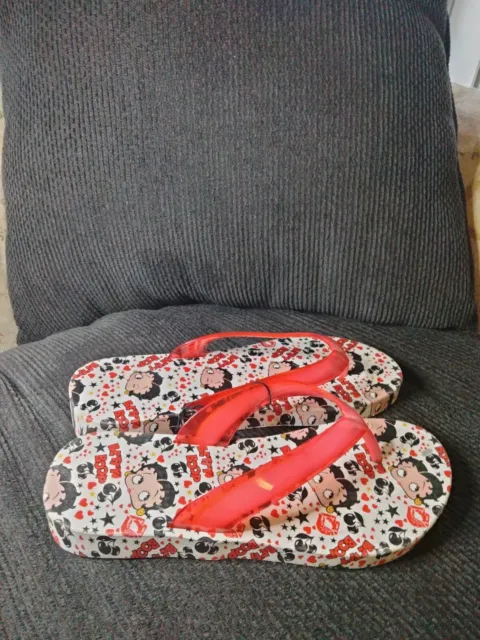 Betty Boop Shoes Women's 8(EU41) Red/Black/White Flip Flop Slip On Thong Sandals