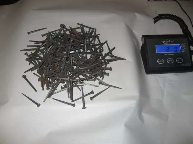 2  pounds (100's) NOS squasre nail round head NAILS REAL vintage farm find ! 2"