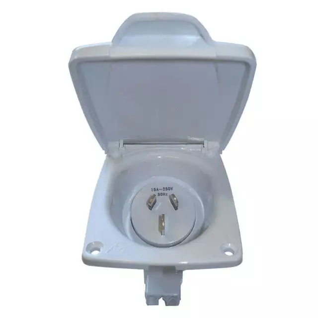 CMS 15amp Plug Power inlet White for Caravan 240 Electrics
