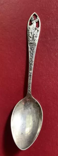 Yellowstone Park Spoon Elk Deer Fawn Family Group Sterling Souvenir Silver .925