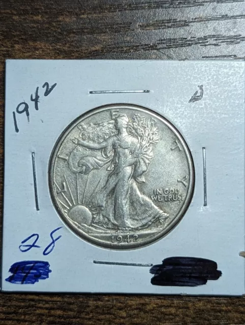 1942 D Silver Walking Liberty Half Dollar  XF 90% Silver