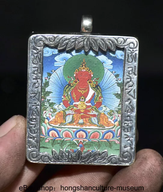 2.2 " Old Tibet Silver Vajradhara Vajrabhairava Goddess Buddha Amulet Pendant