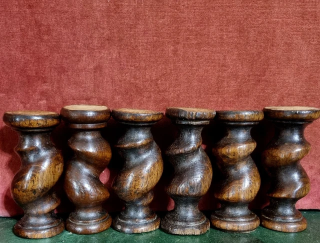 6 Barley twist turned spindle Column Antique french oak architectural salvage 4"