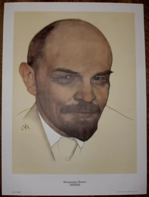 Authentic Rare Soviet Russian USSR Propaganda Lenin Portrait Poster