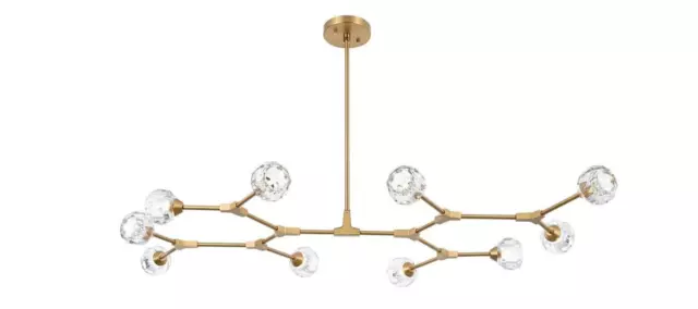 Large Brass Dining Room Light Fixture Foyer Crystal Chandelier Ceiling Lighting