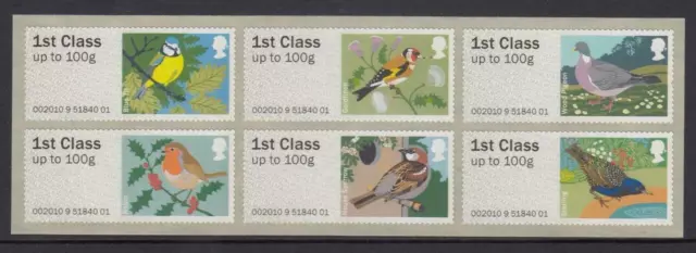 GB 2010 POST & GO BIRDS SERIES 1 STRISCIA FRANCOBOLLO IN PERFETTE CONDIZIONI 6 x 1a CLASSE VALORI FS6 #24