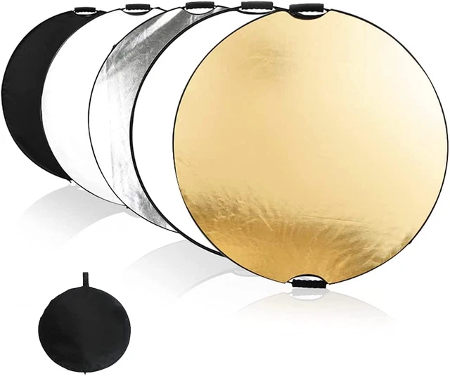 5 in 1 Light Reflector Photography Collapsible Reflector Set with 2 Handles and