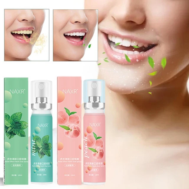 Peppermint Fresh Breath Spray Melocotón Boca Spray Respiración Portátil Reino Unido Nuevo I3P5