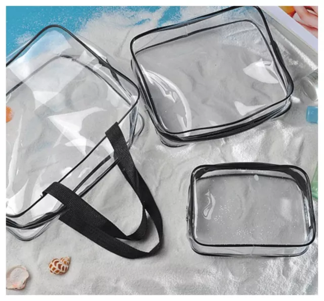 Transparent PVC Travel Bags Clear Toiletry Cosmetic Makeup Waterproof Bags Set