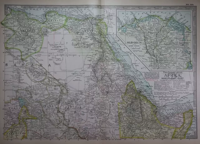 Old 1902 Century Atlas Map ~ NORTHEAST AFRICA ~(12x16) -#1177