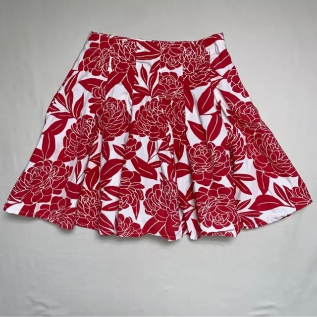 Mini Boden Floral Skirt Girl’s 5-6 Red White Pleated Skater Circle Party