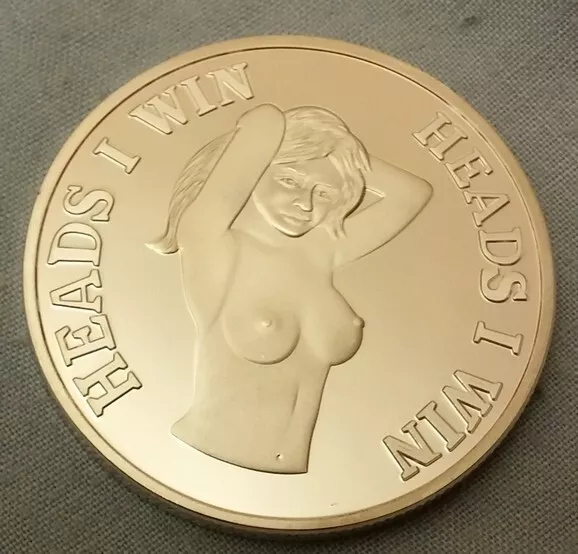 Heads I win Gold Silbermünze nackte Frau nacktes Mädchen riskant erotisch ungezogene Dame UK